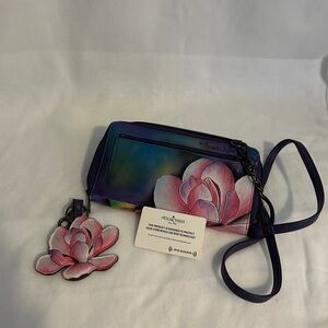 Anuschka Floral Wristlet - Purple and Pink